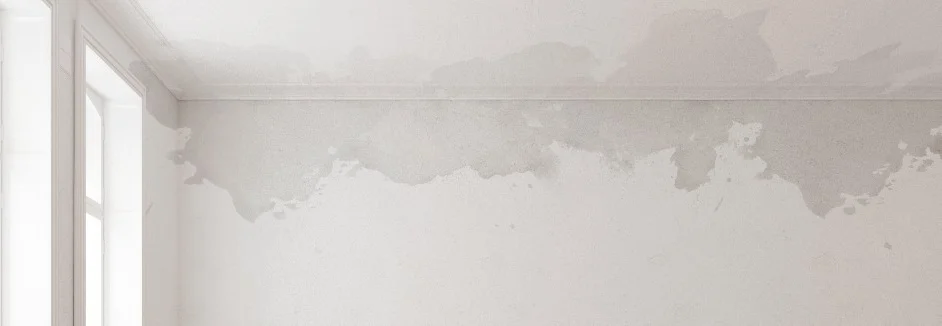 Wasserfleck an weißer Wand